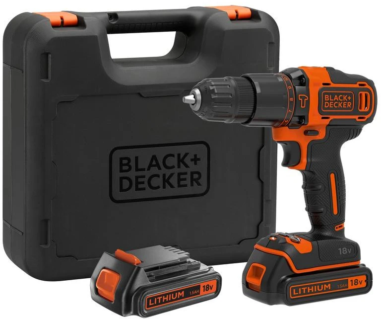 Black & Decker Juodas & Decker Gręžimo mašina Juodas & Decker 18 V 2 x 2 Ah baterija