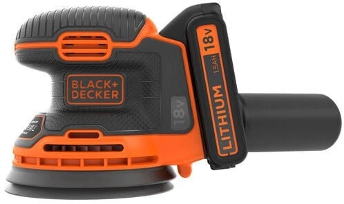 Black & Decker Juodas & Decker Ekscentrinis šlifuoklis Juodas & Decker BDCROS18-QW; 18 V; 1,5 Ah akum.+ pakrovėjas