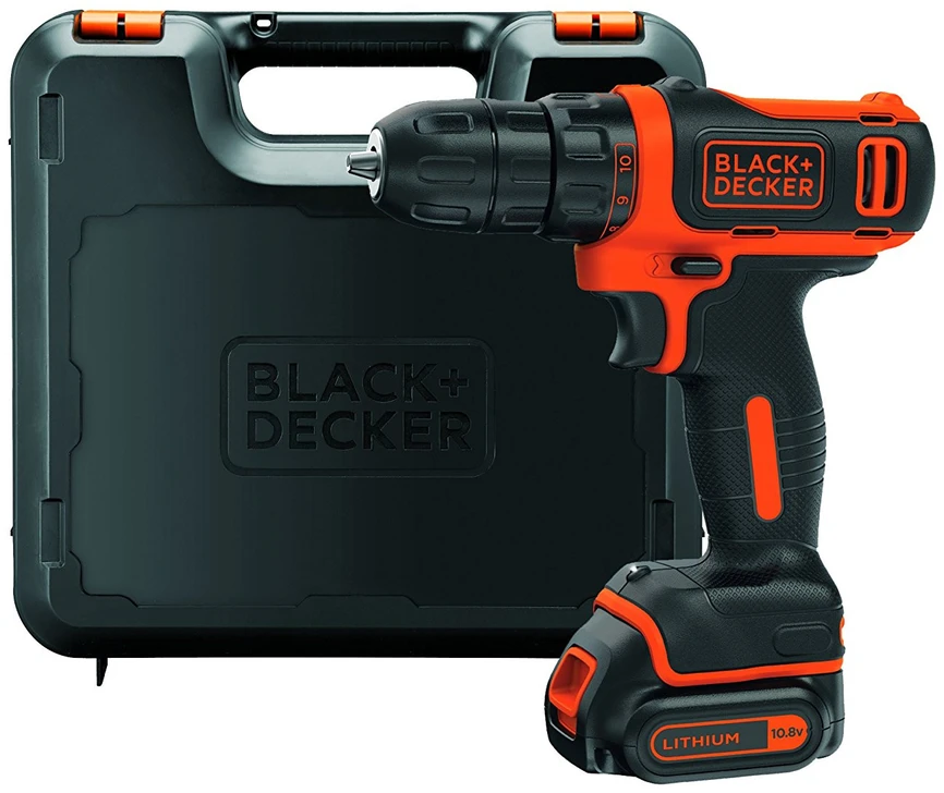 Black & Decker Juodas & Decker BDCDD12K cordless screw driller + case + rechargeable battery 1.5Ah