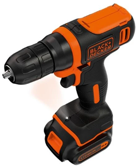 Black & Decker Juodas & Decker BDCDD12K cordless screw driller + case + rechargeable battery 1.5Ah
