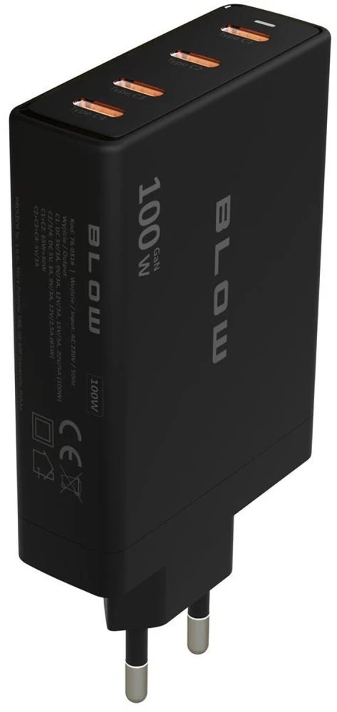 Blow Sieninis įkroviklis USB-Cx4 PD 100W GAN juodas