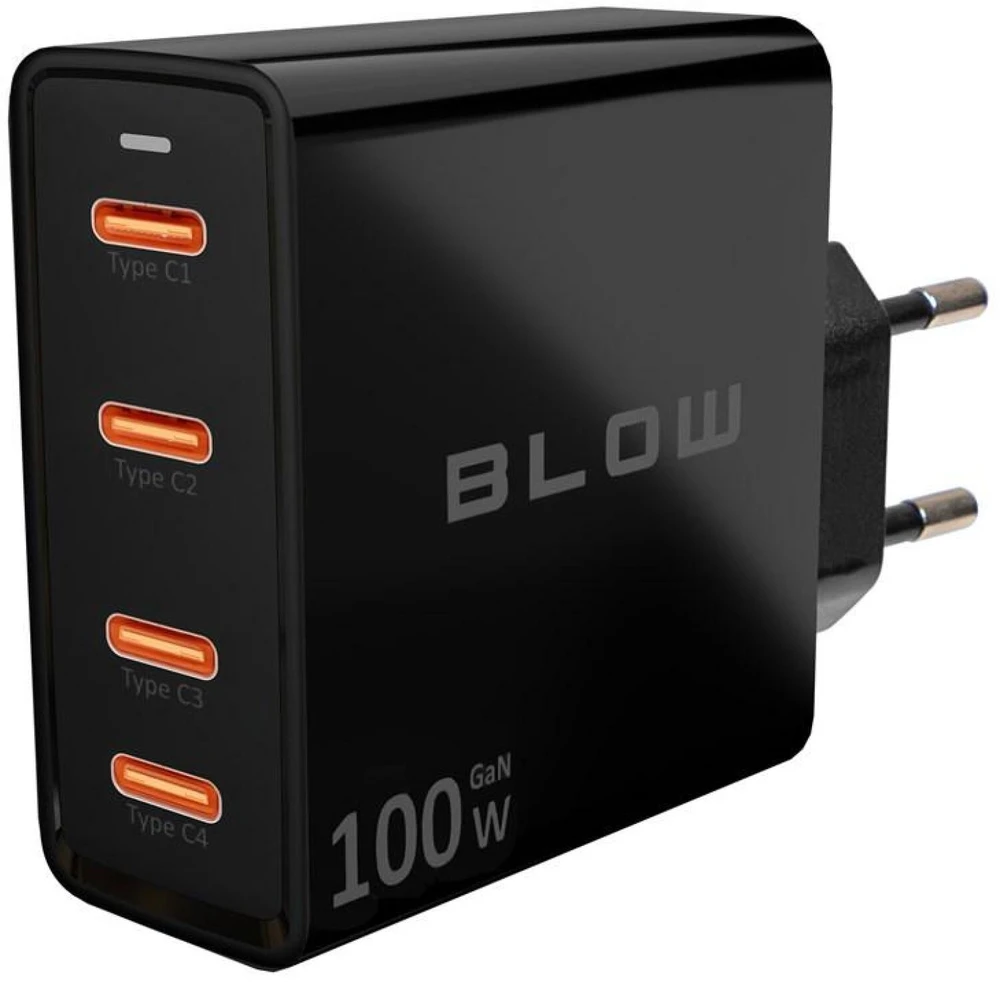 Blow Sieninis įkroviklis USB-Cx4 PD 100W GAN juodas