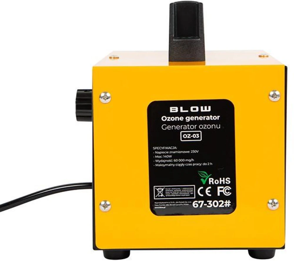 Ozono generatorius BLOW OZ-03 oranžinis ozonatorius 60 000 mg/h 140 W