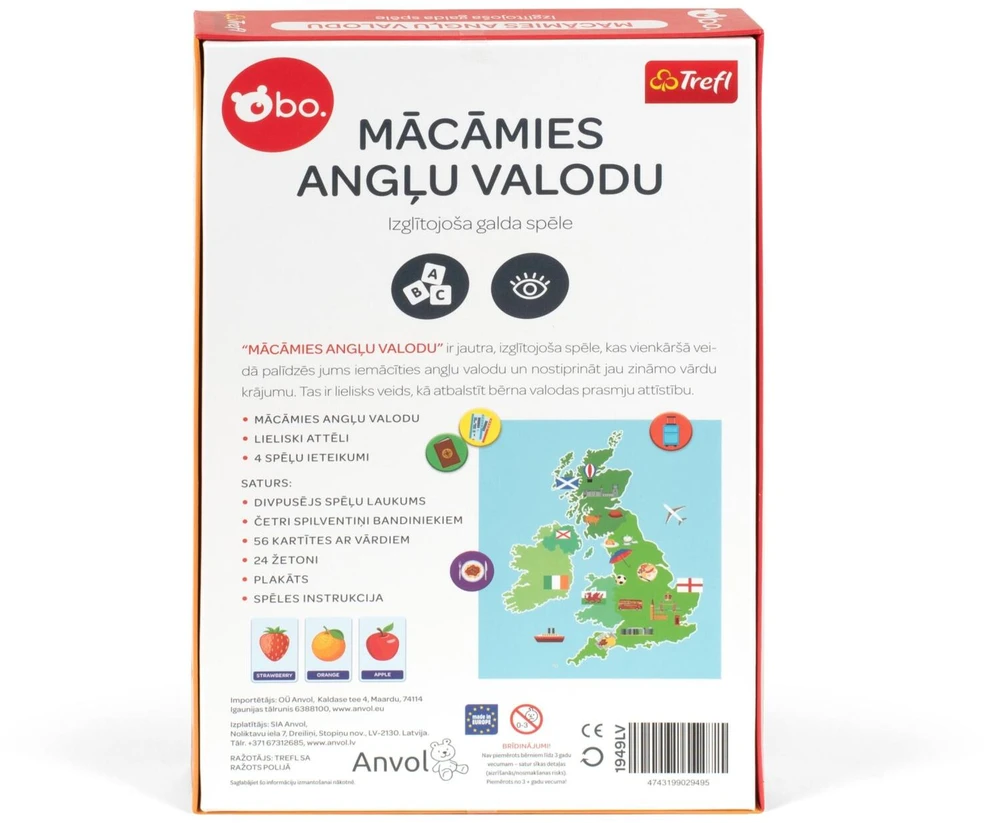 BO Izglītojošā galda spēle "Mācāmies angļu valoda" (Latviešu val.)