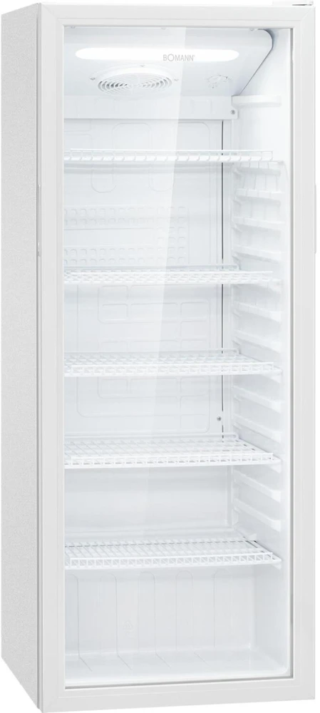 Bomann KSG 7292 baltas šaldytuvas su stiklinėmis durelėmis, 143 cm