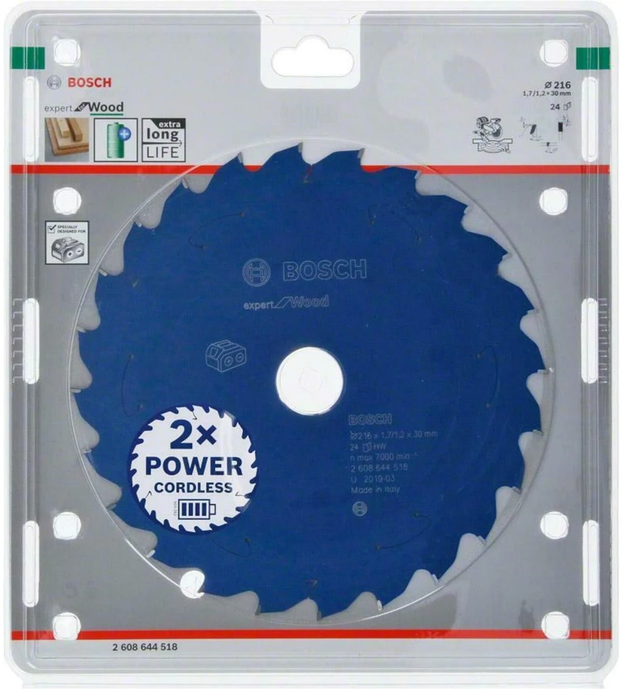 Bosch Bosch circular saw blade Expert for Wood, 216mm, 24Z (bore 30mm, for cordless miter saws)
