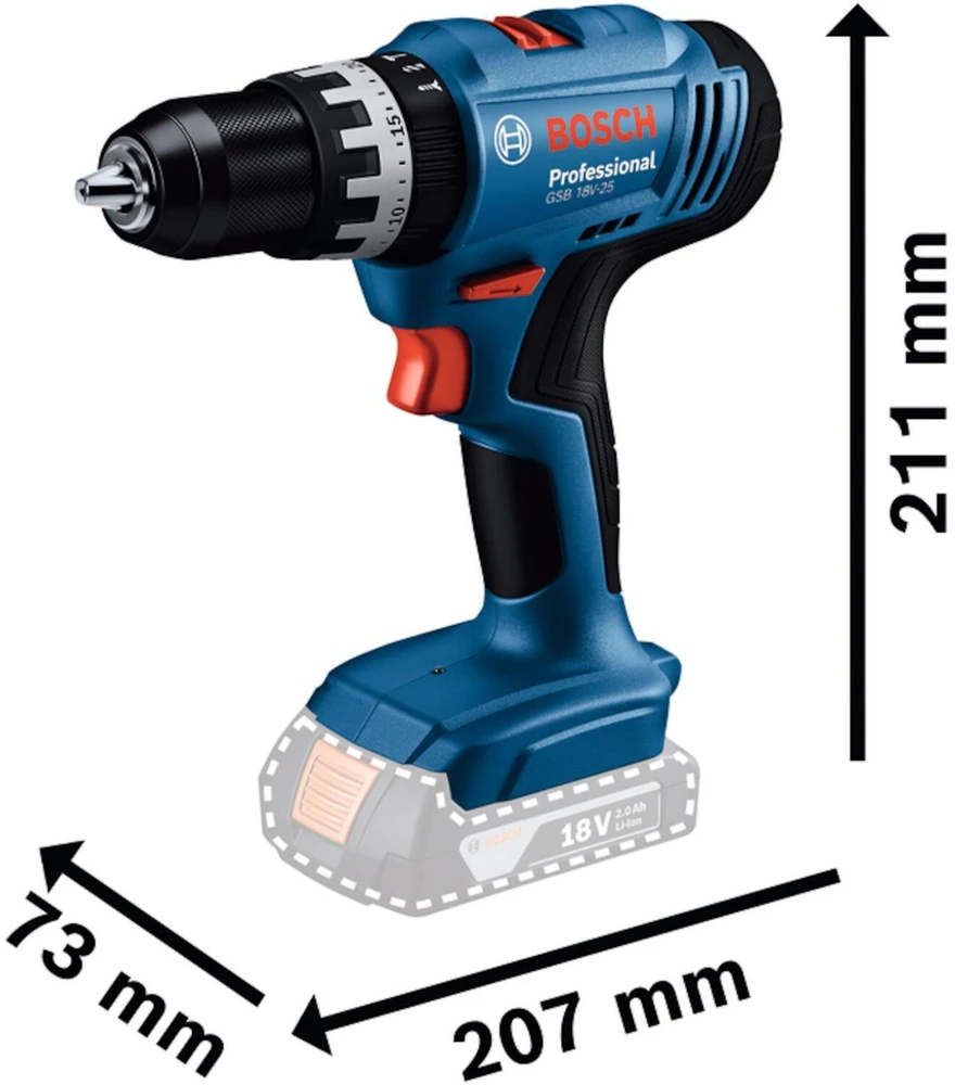 Suktuvas - gręžtuvas Bosch GSB 18V-25 18 V