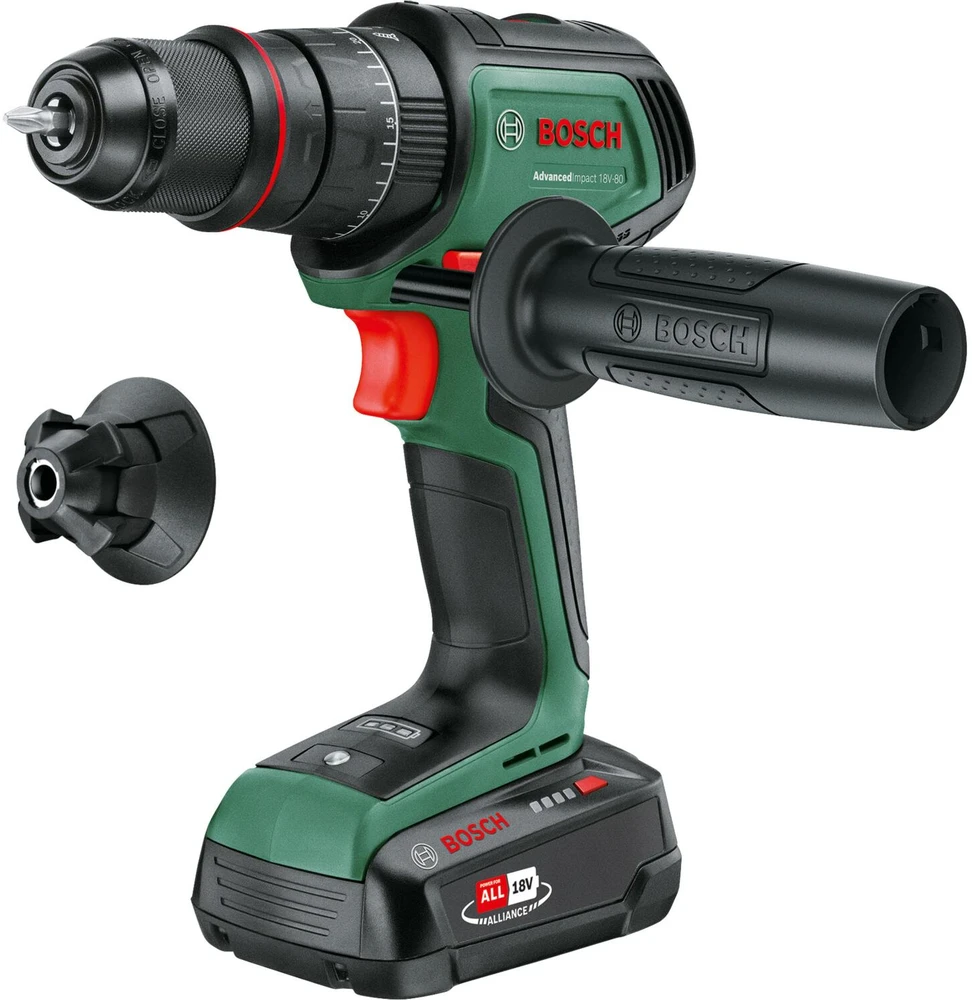Suktuvas - gręžtuvas Bosch AdvancedImpact 18V-80 QuickSnap 2 x akumulator 2.5 Ah (06039E2102)