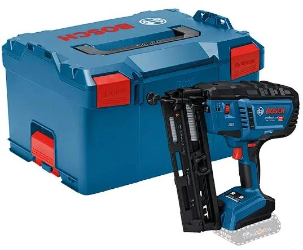 Bosch Akku-Holznagler GNH 18V-64-2 Professional be akumuliatoriaus ir kroviklio, 18Volt (blau/juodas, be Akku und Ladegerät, in L-BOXX)