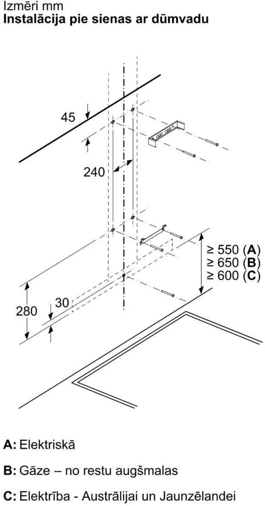 Bosch DWB65CC60 Serija 4, Prie sienos montuojamas gartraukis, 60 cm, Matinė juoda