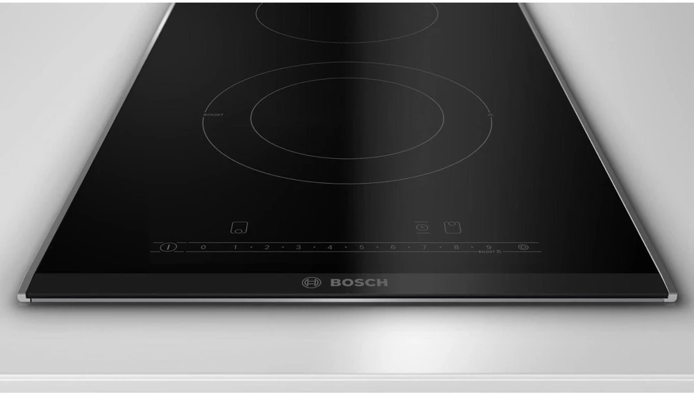 Bosch Serija 6 Domino elektrinė kaitlentė su plieniniu rėmu, 30 cm