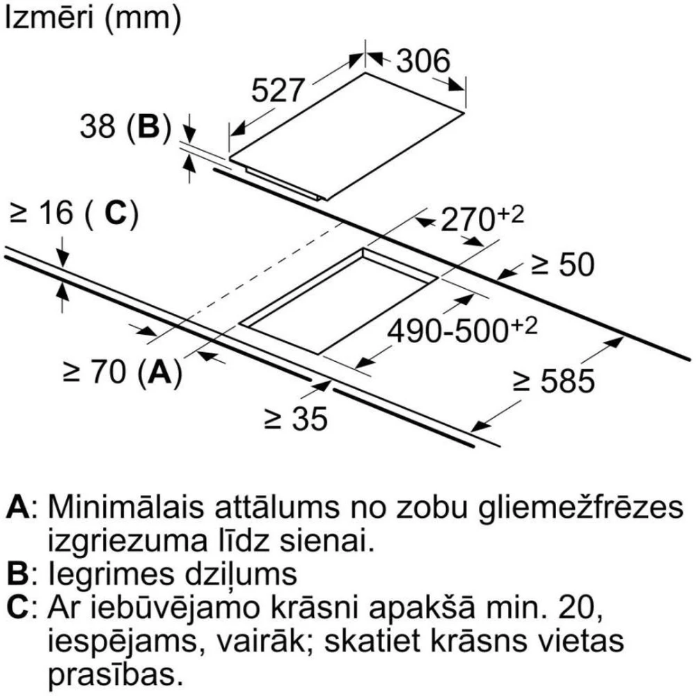 Bosch Serija 6 Domino elektrinė kaitlentė su plieniniu rėmu, 30 cm