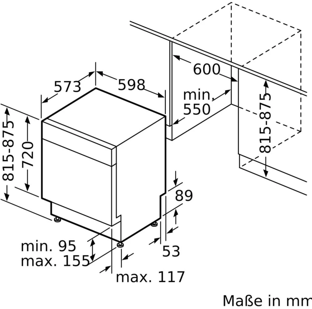 Bosch SMU4EVS08E Serie 4 Unterbau-Indaplovė EEK B 60cm Nerūdijantis plienas