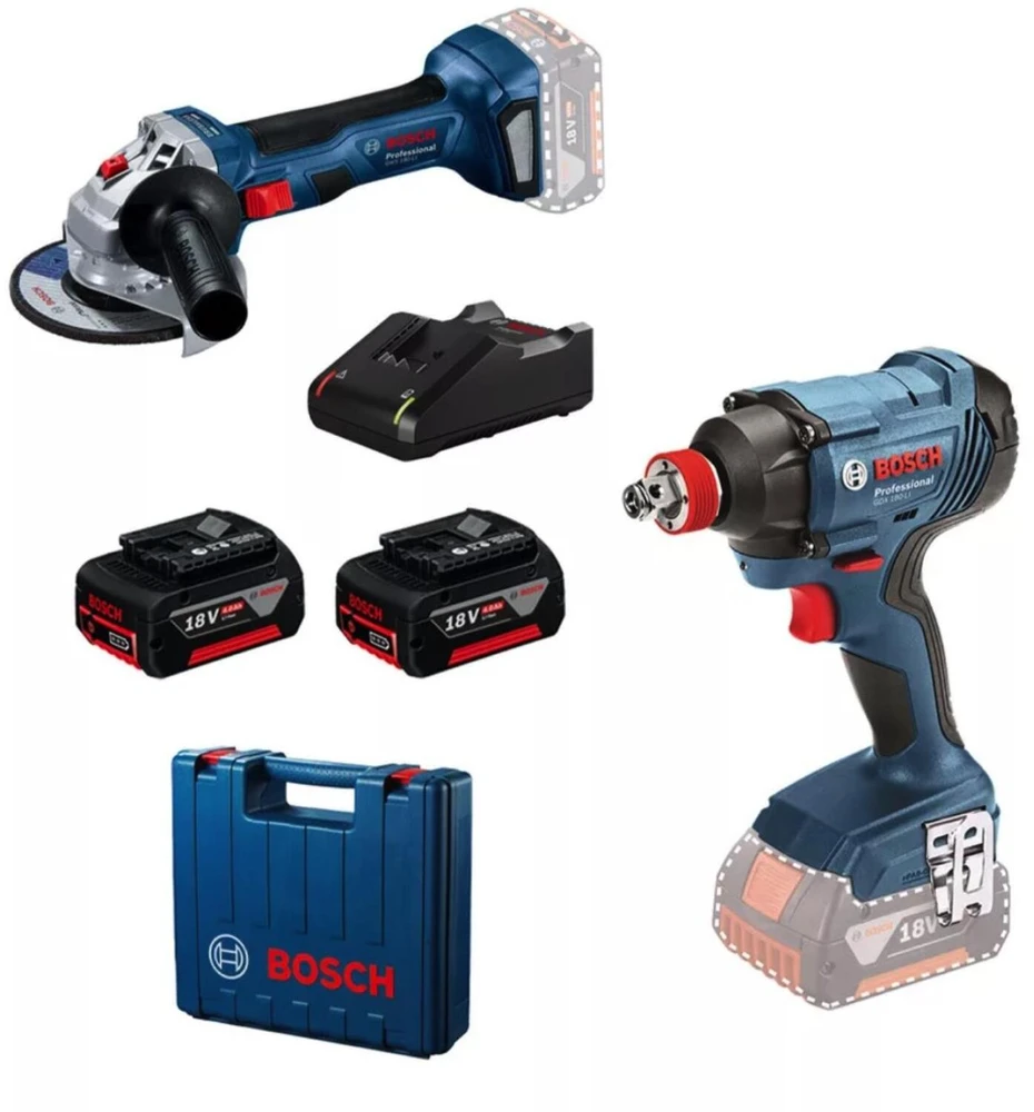 Įrankių rinkinys Bosch 0615990N1U (GDX 180-LI + GWS 180-LI); 18V; 2x4,0 Ah akum.