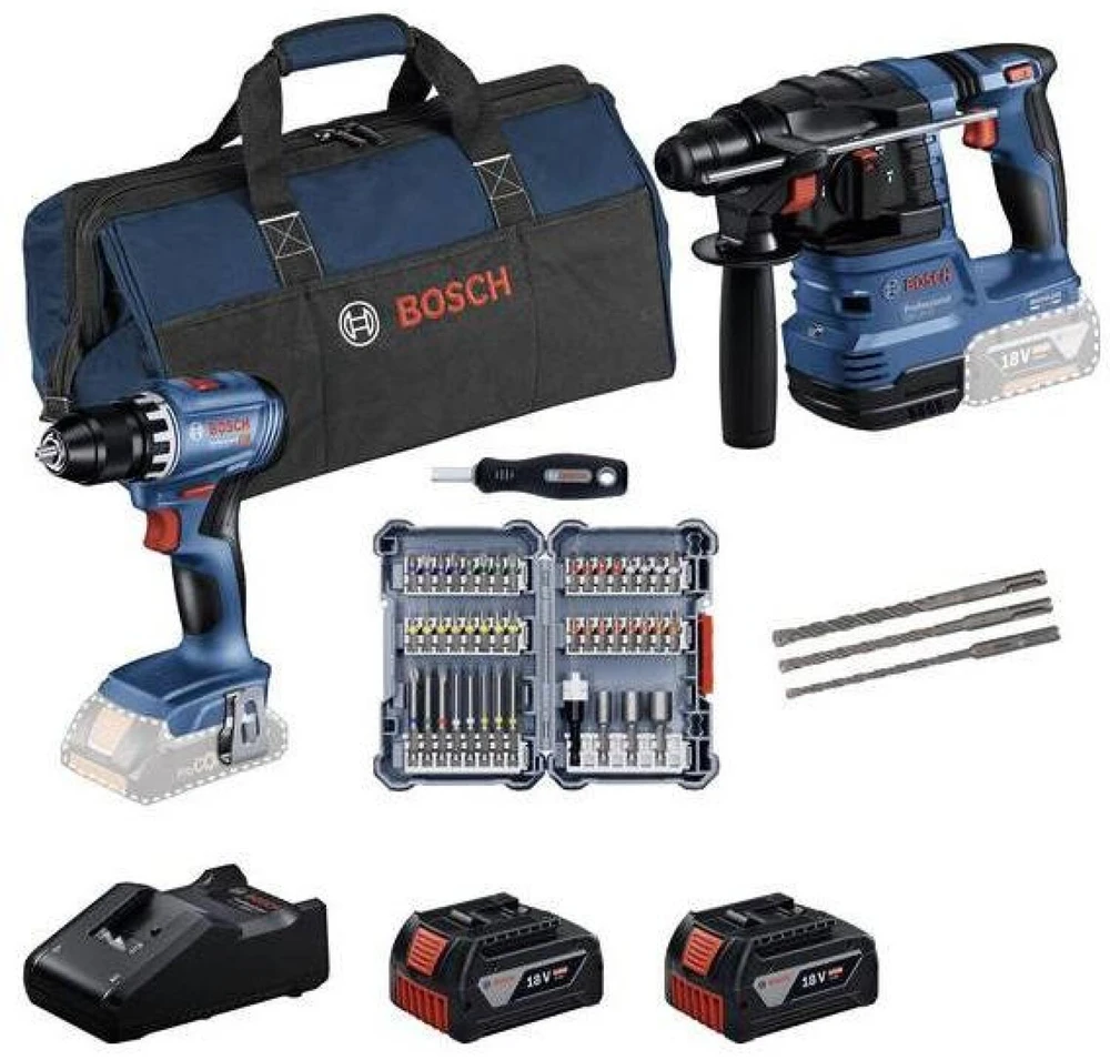 BOSCH Rinkinys COMBO 18V (GSR 18V-45, GBH 18V-22) 2x4,0Ah +ACC …