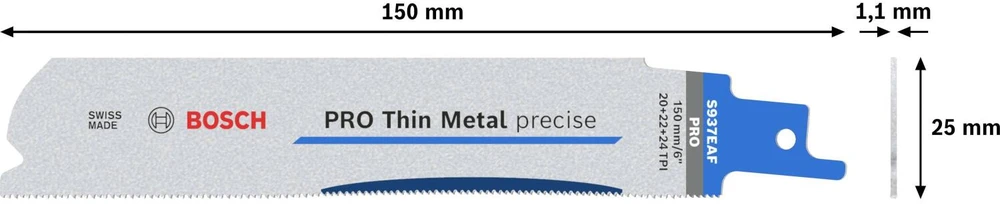 Pjūkleliai tiesiniam pjūklui Bosch 2608658988; 150 mm; 1,1 mm; 5 vnt.