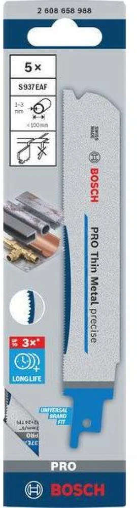 Pjūkleliai tiesiniam pjūklui Bosch 2608658988; 150 mm; 1,1 mm; 5 vnt.