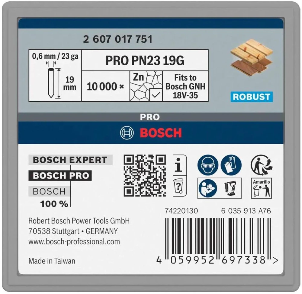 Bosch Vinutės, PRO PN23 G 0.6x19mm, 10000 gb.