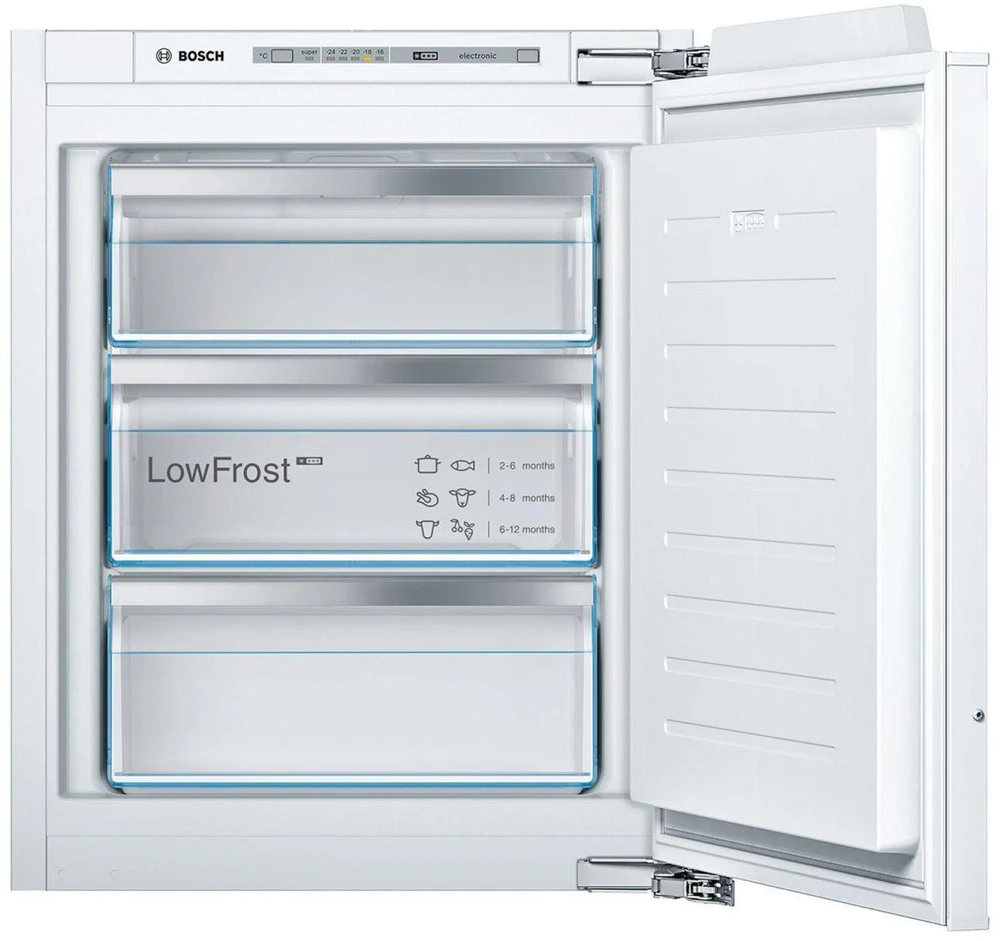 Bosch GIV11AFE0 Serija 4, Įmontuojamasis šaldiklis, 71.2 x 55.8 cm, plokščias vyris
