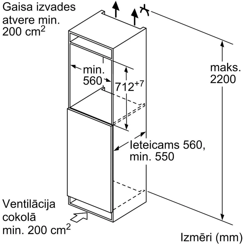 Bosch GIV11AFE0 Serija 4, Įmontuojamasis šaldiklis, 71.2 x 55.8 cm, plokščias vyris