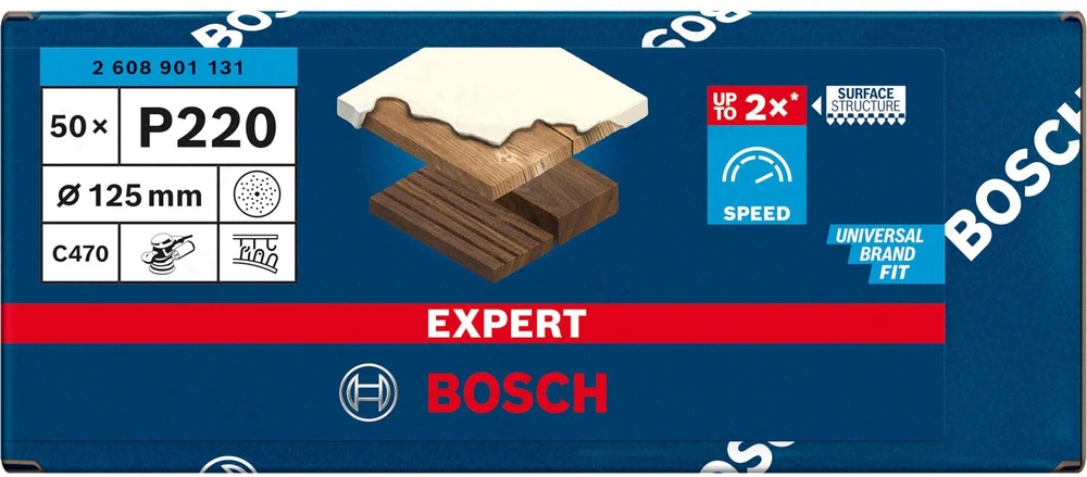 Bosch Bosch Expert C470 sanding sheet, 125mm, K220 multi-hole (50 pieces, for eccentric sander)
