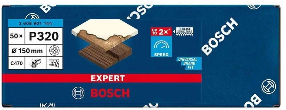 Bosch Šlifavimo popierius „Expert C470“, 150 mm, K320, su daugia skylėmis (50 vnt., ekscentriniam šlifuokliui)