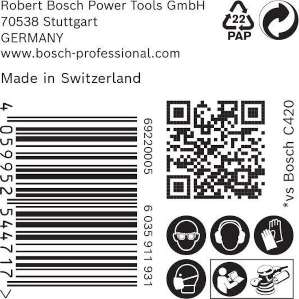 Šlifavimo popierius Bosch EXPERT C470 125 mm; K320; 50 vnt.