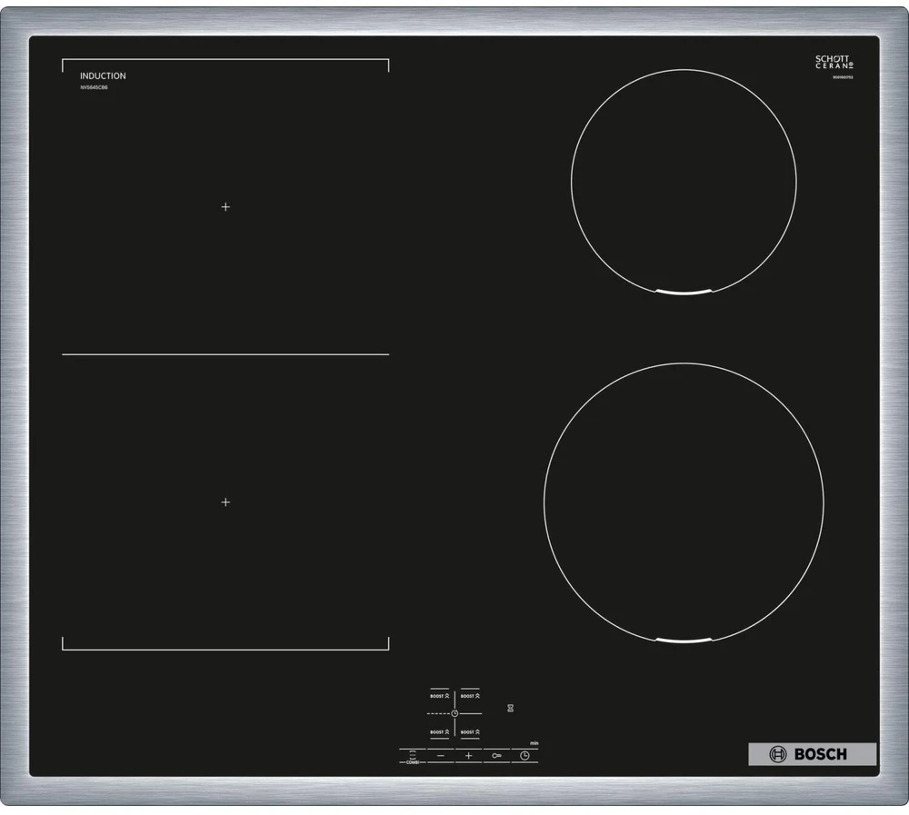 Orkaitė Bosch Viryklės rinkinys HND616LS63, 71l, 4 indukcinės zonos, 17 lygių, A+, 3D karštas oras, LED ekranas, valymo pagalba