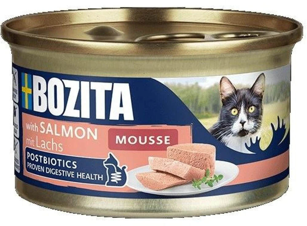 BOZITA Mousse lašiša – šlapias kačių maistas – 85g