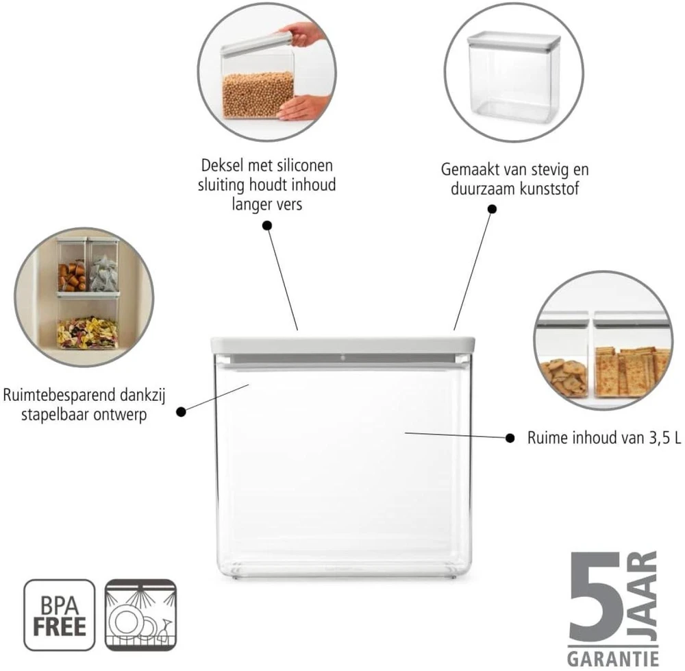 Brabantia BRABANTIA storage box Tasty+ 3.5 L Light Pilkas 230622