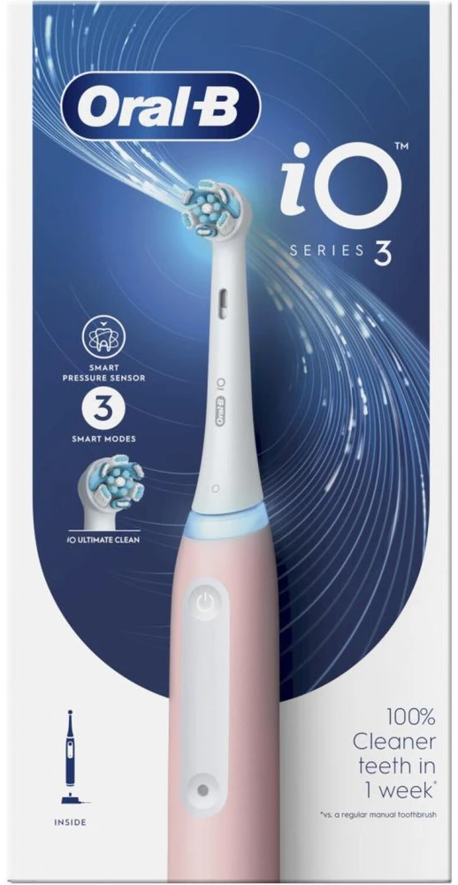 Oral-B | Elektrinis dantų šepetėlis | iO3 Series | Įkraunamas | Suaugusiems | Šepetėlių skaičius galvutės įeina 1 | Number of teeth brushing modes 3 | Blush Rožinė