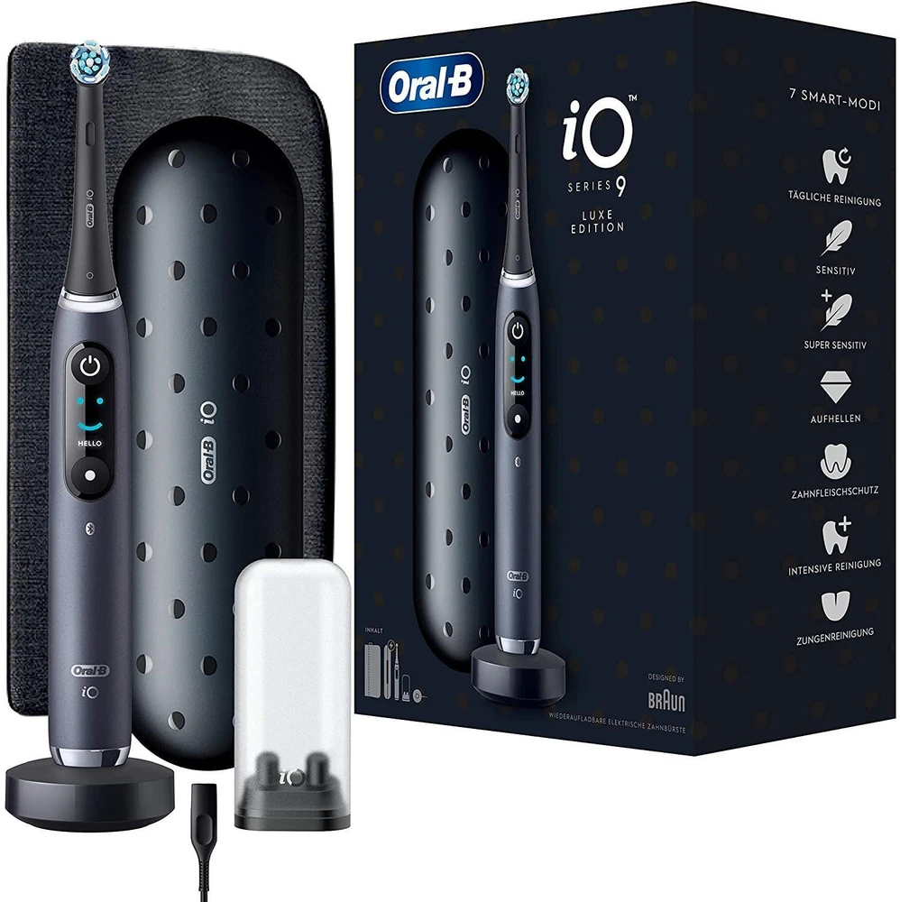 Braun Oral-B iO Series 9 Luxe Edition Juodas Onyx Dantų šepetėlis