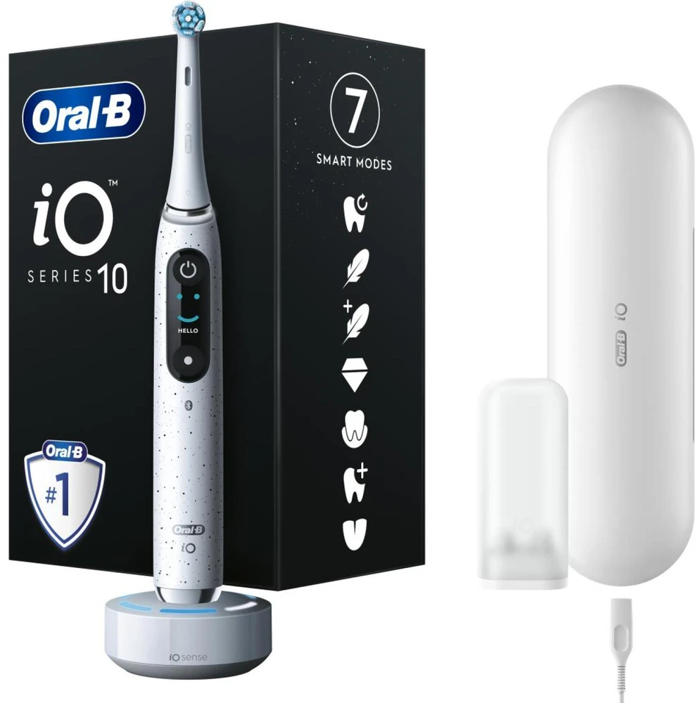 Elektrinis dantų šepetėlis Braun Oral-B iO Series 10, Baltos spalvos