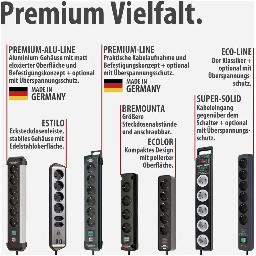 Brennenstuhl Steckdosenl. Ecolor 3-fach raudona/juodas Schalter