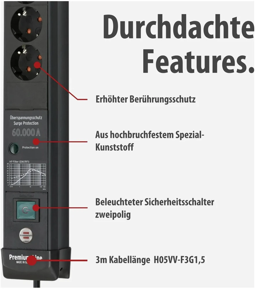 Listwa zasilająca Brennenstuhl Brennenstuhl Premium-Line ÜSS 6fach USB 3.1A *DE*