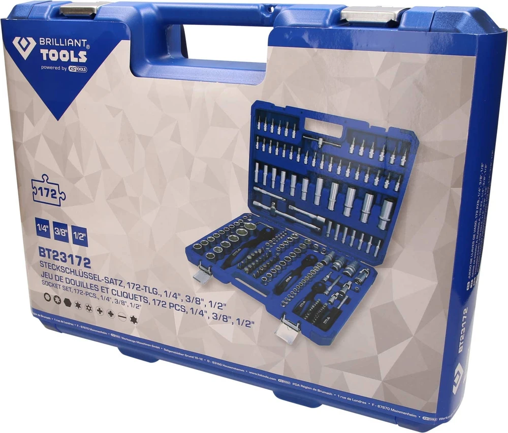 KS Tools Galvučių komplektas, 172-vnt, 1/4", 3/8", 1/2", Brilliant Tools