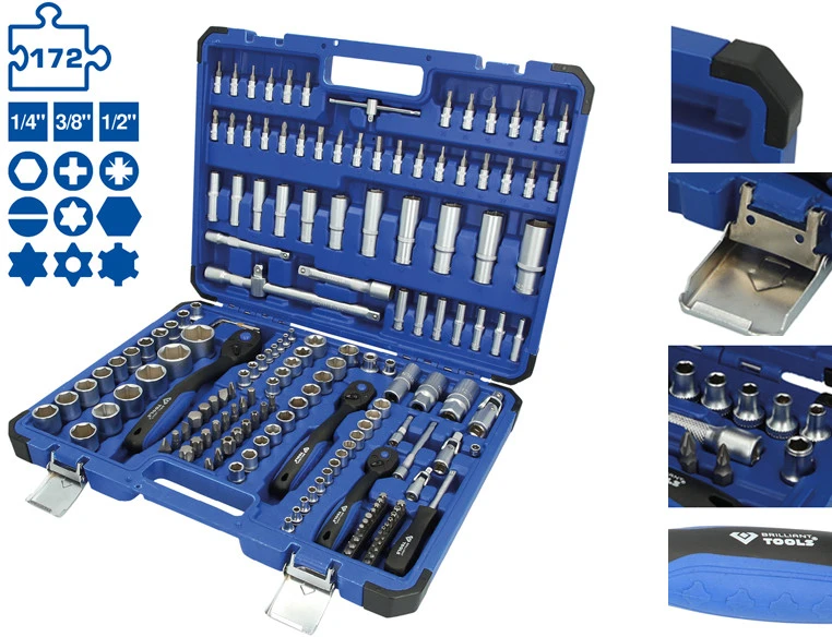 KS Tools Galvučių komplektas, 172-vnt, 1/4", 3/8", 1/2", Brilliant Tools