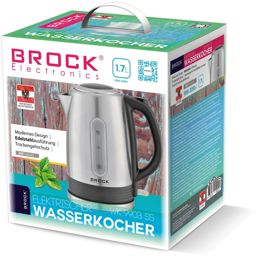 WK 9903 SS Elektrinis virdulys BROCK WK 9903 SS 1,7L, 1850-2200W