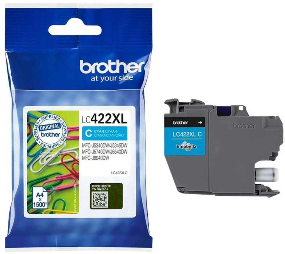 Brother rašalo kasetė LC422XLC, 1500 puslapių, žydra, originali, didelio našumo, rašalo kasetė, suderinama su MFC-J5340DW