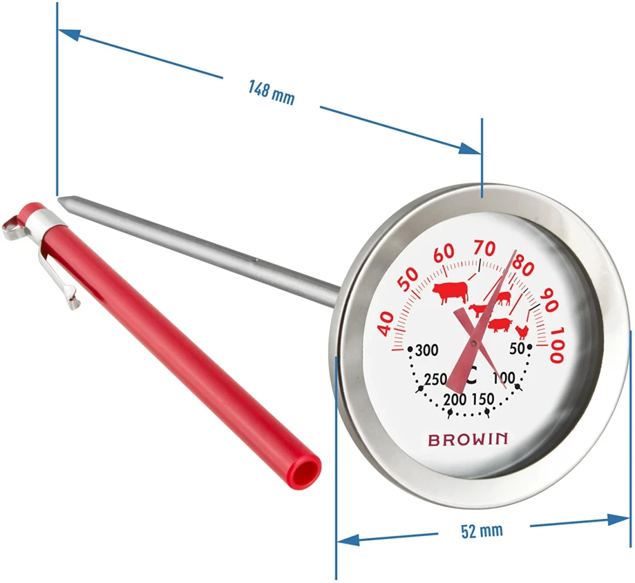 Browin 2-in-1 thermometer for baking (+ 30 ° C + 100 ° C) and orkaitė (+ 50 ° C + 300 ° C)