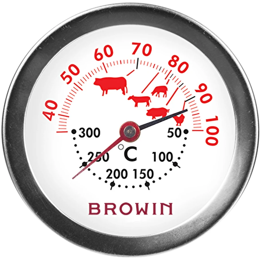 Browin 2-in-1 thermometer for baking (+ 30 ° C + 100 ° C) and orkaitė (+ 50 ° C + 300 ° C)
