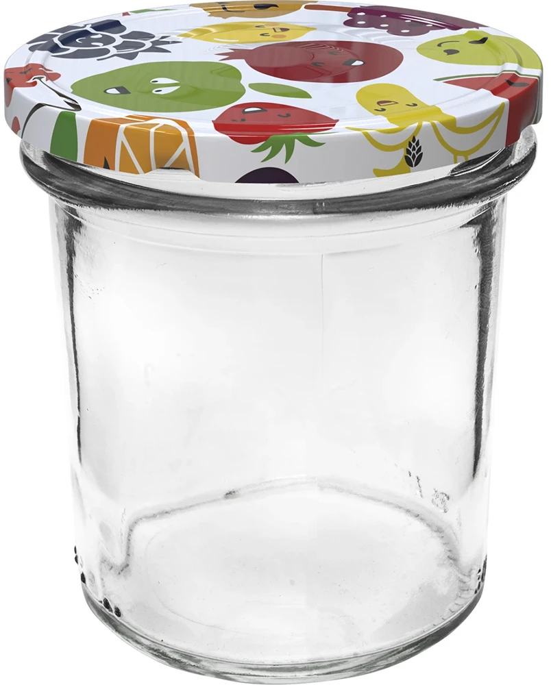 Browin 132351, 6x346ml, stiklinis indas su spalvotais dangteliais, Ø82mm, twist-off, tinka plauti indaplovėje