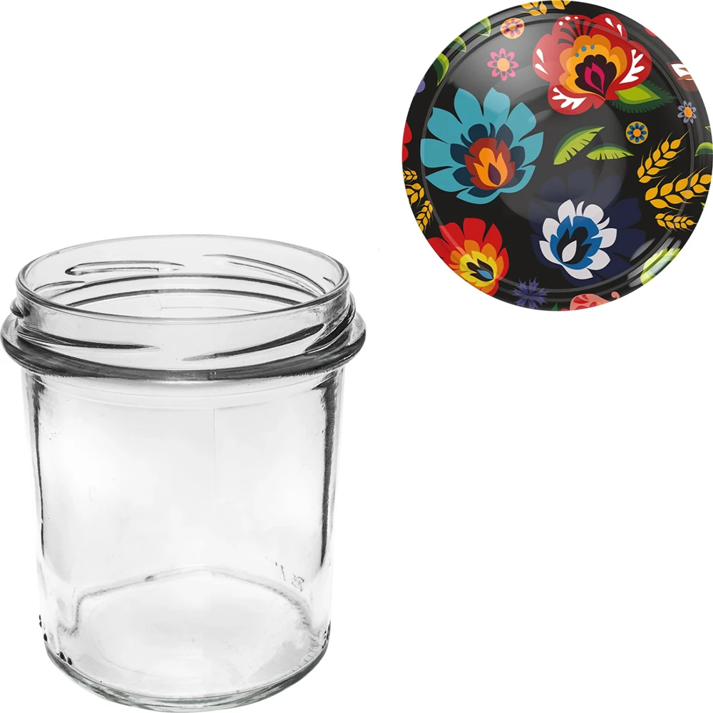 Browin 132351, 6x346ml, stiklinis indas su spalvotais dangteliais, Ø82mm, twist-off, tinka plauti indaplovėje