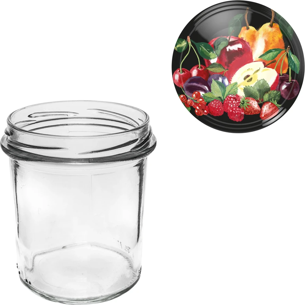 Browin 132351, 6x346ml, stiklinis indas su spalvotais dangteliais, Ø82mm, twist-off, tinka plauti indaplovėje