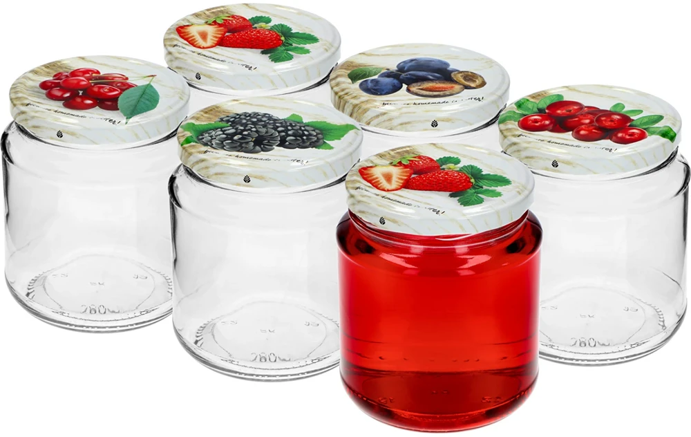 Browin 132584, 580ml stiklainis su spalvotu dangteliu Ø82, 6vnt, stiklas, 6 kabliukai, tinka plauti indaplovėje