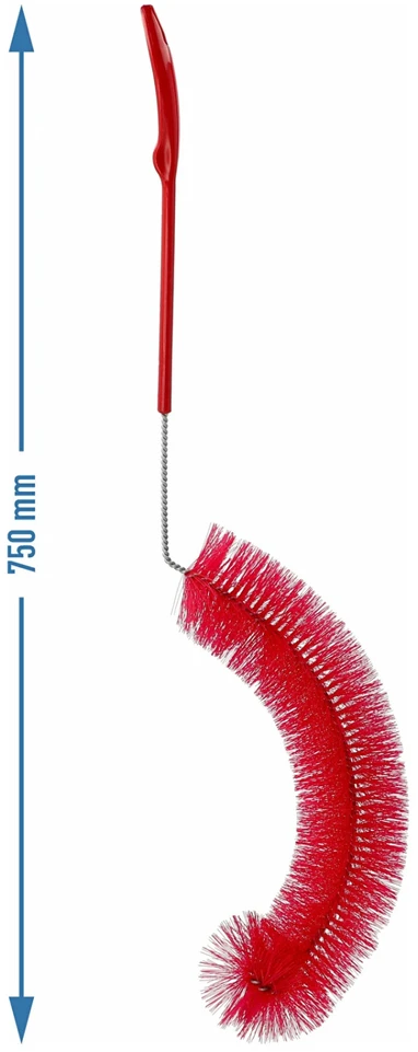 Browin 352102, lenkta butelio šepetys, 56cm, 37.5cm šereliai, raudonas, ergonomiškas