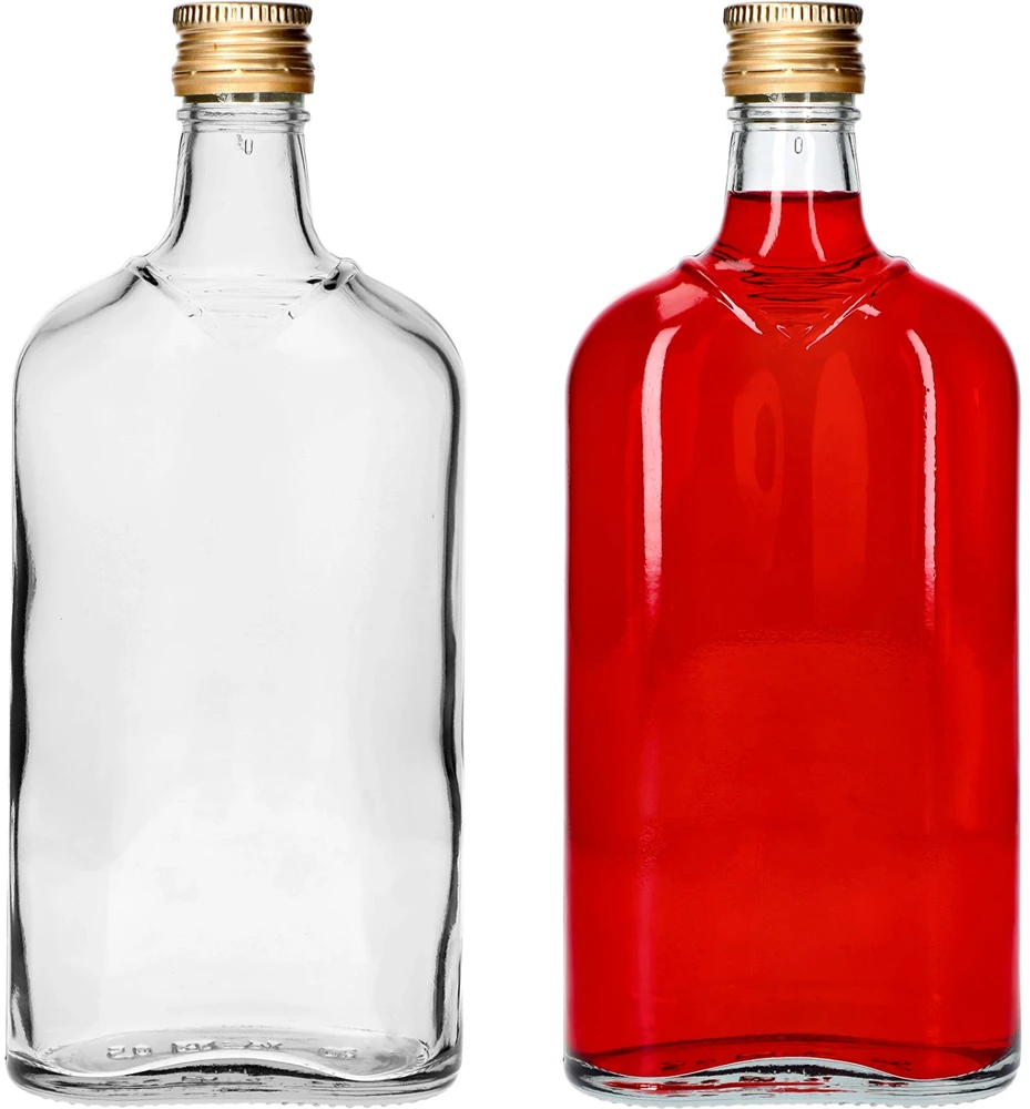 Browin 631414, 6x500ml, stiklinė plokščia butelis su užsukamu dangteliu, dangtelio spalva atsitiktinė