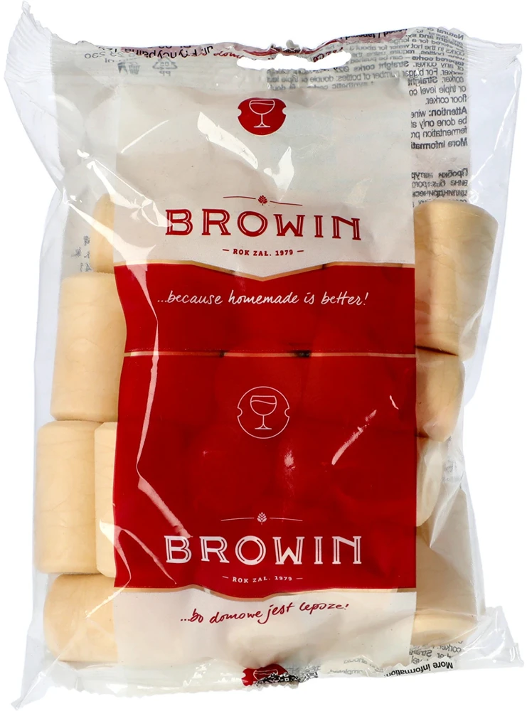 Browin 650020, sintetinis kamštis, 22/38mm, 20vnt., cilindrinis, PVC