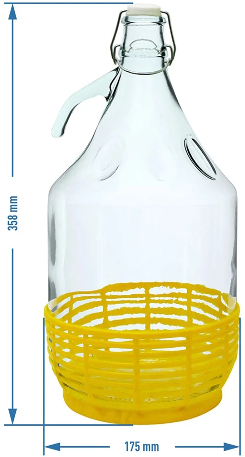 Browin Dama 640225, 5L stiklinis demidžonas su plastikiniu krepšiu, mechaninis uždarymas, vidinis skersmuo 2.8cm