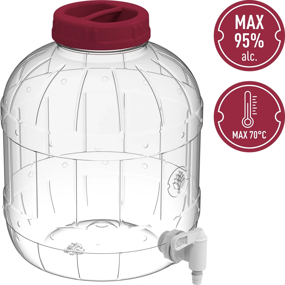 Browin Daugiafunkcis stiklainis su čiaupu 602508, 8L, be BPA, Ø100, 6 kabliukai, su dangteliu